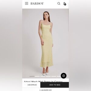 BARDOT Adoni Mesh Midi Dress In Canary Yellow